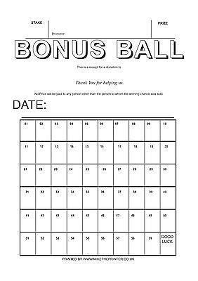 monthly lottery sheets.